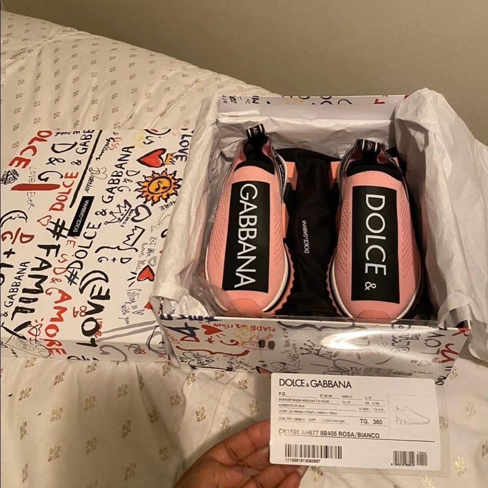 Dolce and gabbana logo sock sneakers pink